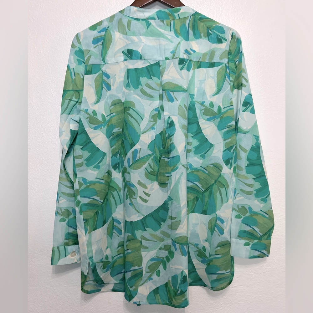 Soft Surroundings Baroque Top Green Tropical Palm Size XL - Picture 4 of 9